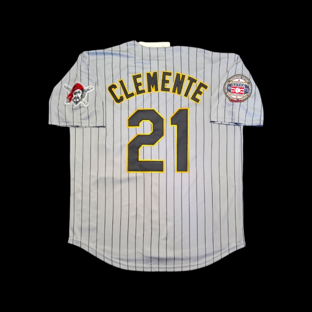 Roberto Clemente Jersey Pittsburg Pirates Stitched NEW With 1973 With HOF Patch!